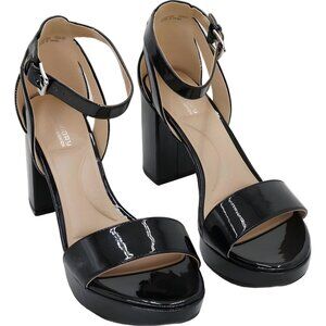 CL by Laundry Go On 2 Heeled Sandal Black Patent Women's US 10